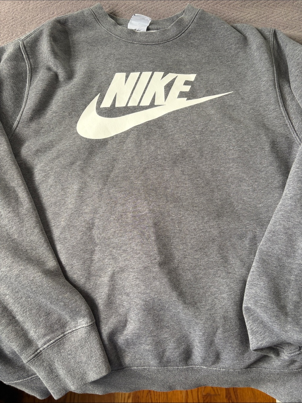 Nike Gray Crewneck Sweatshirt with White Swoosh Logo
